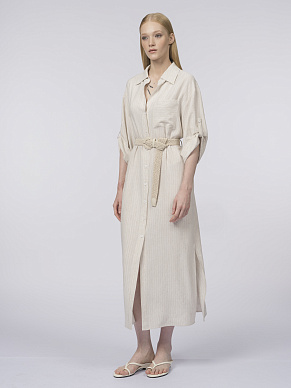 Платье-рубашка с плетеным поясом