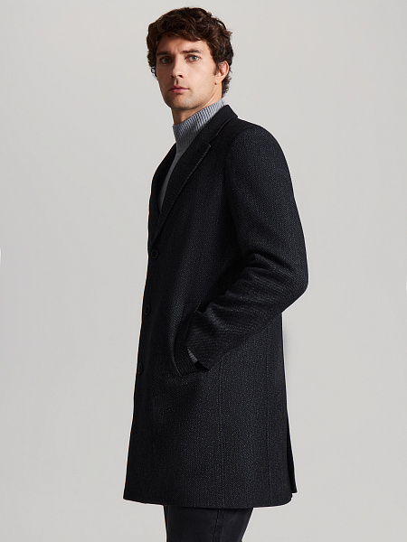 Шерстяное пальто со съемным капюшоном и манишкой