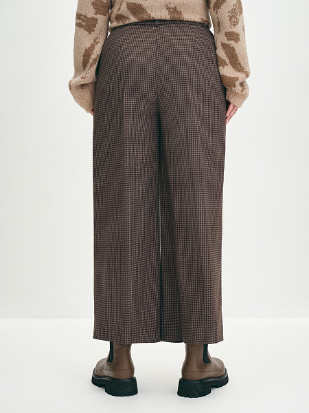 Прямые укороченные брюки в мелкую клетку