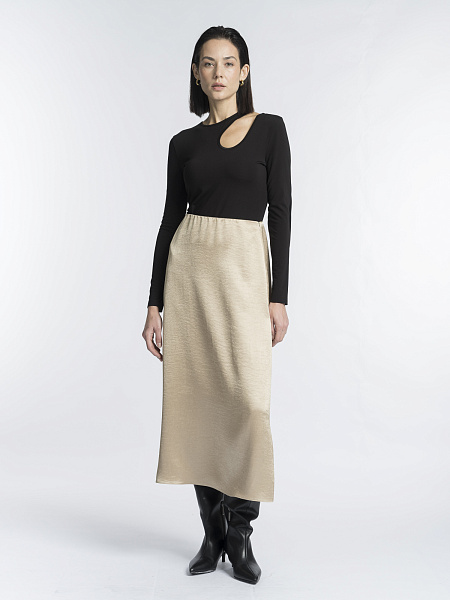 Бежево-золотая юбка А-силуэта