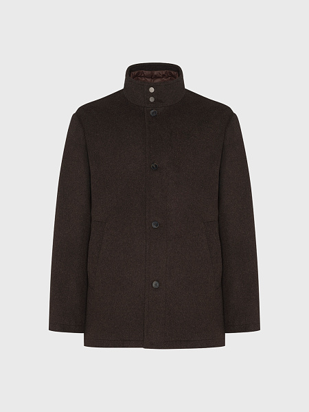 Укороченное пальто с отстегивающейся манишкой, утепленное синтепоном