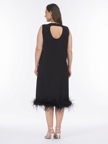 Платье длины миди с перьями