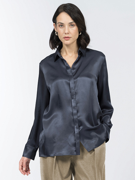 Блуза рубашечного кроя из шелковистой вискозы