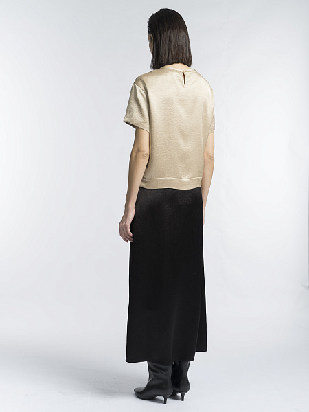 Бежево-золотая блуза с коротким рукавом