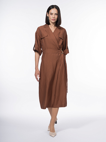 Платье на запах изо льна и вискозы