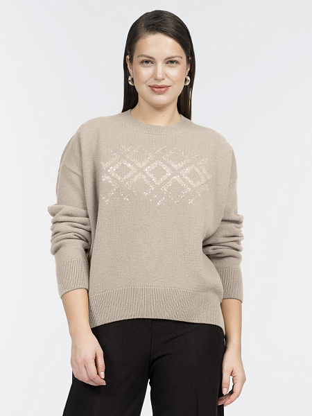 Джемпер с вышивкой из 100% шерсти мериноса