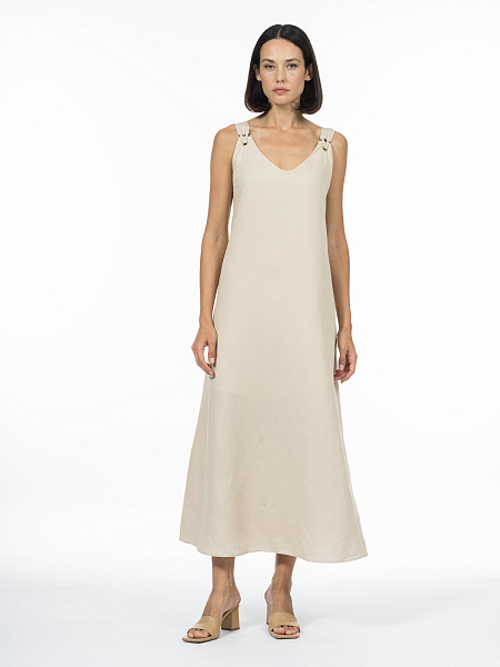 Платье с люверсами на бретелях