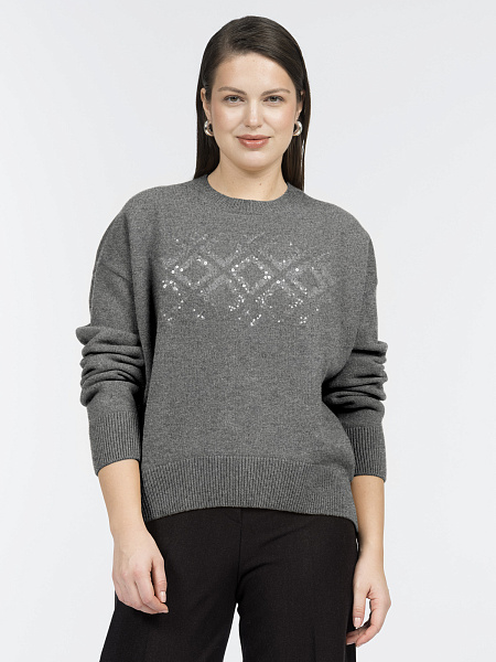 Джемпер с вышивкой из 100% шерсти мериноса