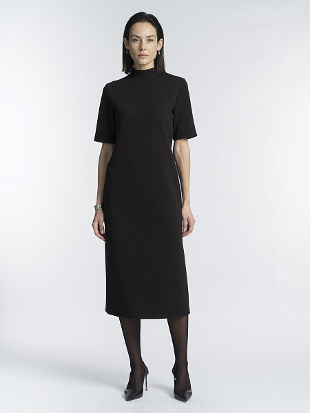 Платье с воротником-стойкой из хлопкового пике