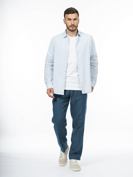 Рубашка regular из хлопка и льна