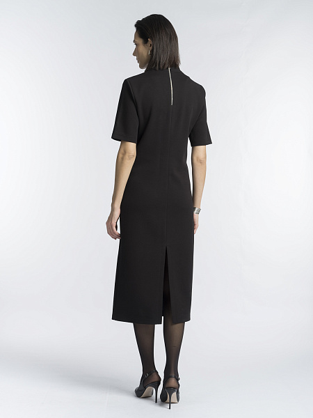 Платье с воротником-стойкой из хлопкового пике