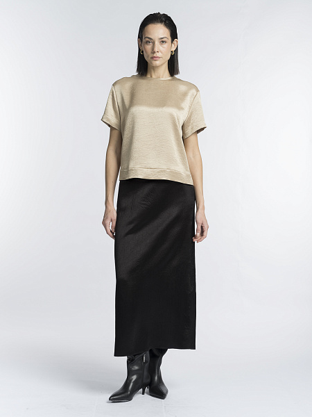 Бежево-золотая блуза с коротким рукавом