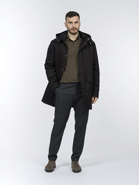 Короткий плащ с капюшоном, утепленный синтепоном