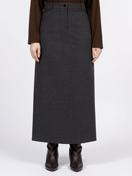 Прямая юбка из меланжевого трикотажа