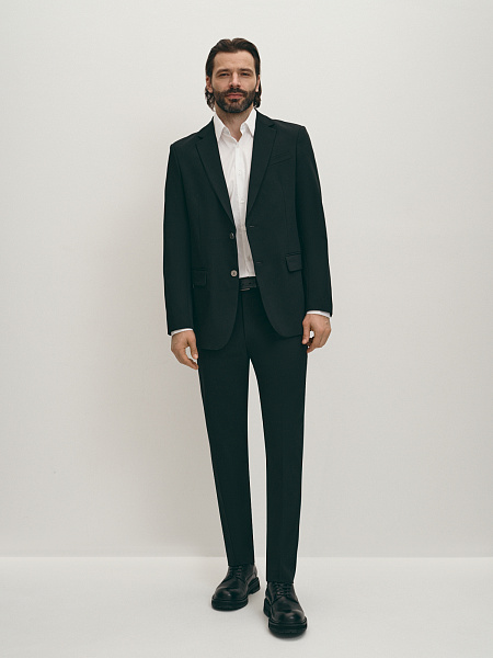 Брюки прямые со стрелками из смесового материала на основе натуральной шерсти