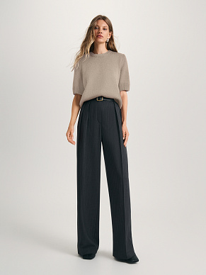 Вязаный джемпер с коротким рукавом из шерсти мериноса