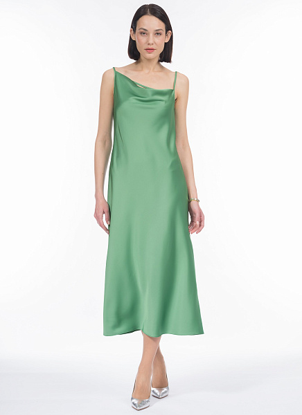 Вечернее платье на бретелях из атласной ткани