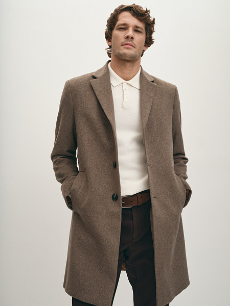 Демисезонное укороченное пальто из шерсти