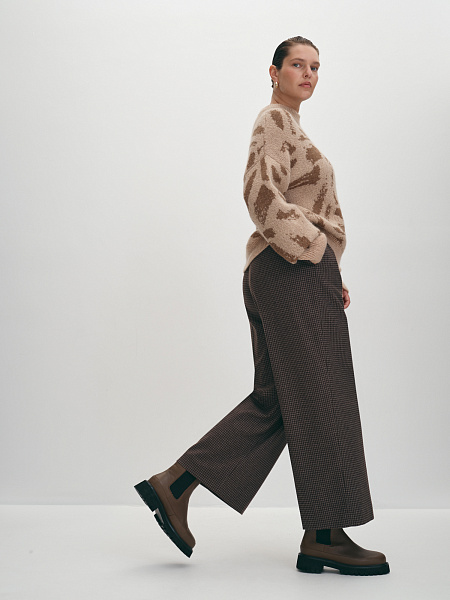 Прямые укороченные брюки в мелкую клетку