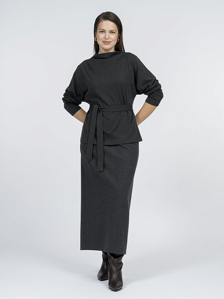 Прямая юбка из меланжевого трикотажа