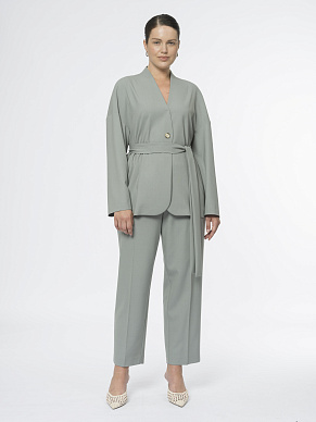 Пиджак с поясом без воротника