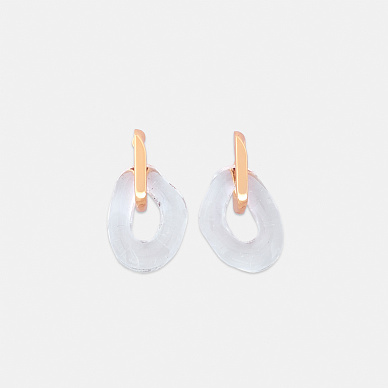 Золотистые серьги с овалами из смолы