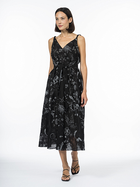 Монохромное платье с фантазийным принтом