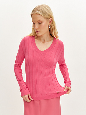 Блуза вязаная с V-вырезом 