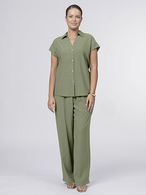 Брюки на резинке из жатой вискозной ткани