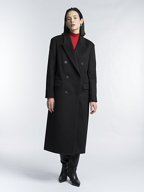 Длинное шерстяное пальто, утепленное синтепоном