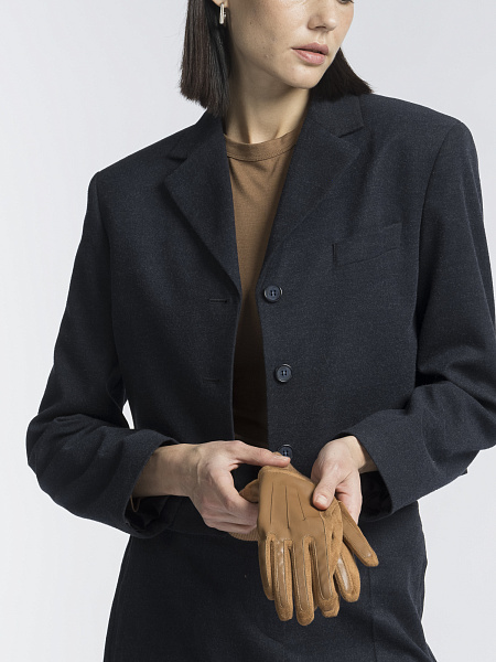 Короткий прямой пиджак из вискозной костюмной ткани