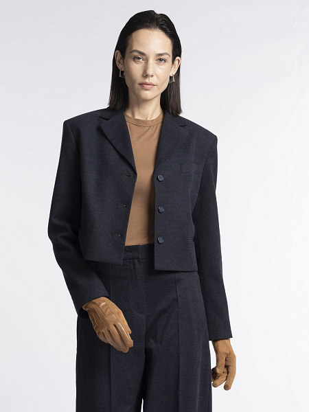 Короткий прямой пиджак из вискозной костюмной ткани