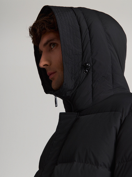 Влагозащитный пуховик удлиненный с натуральным утеплителем пух/перо