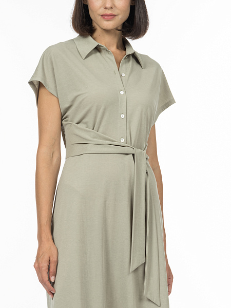 Трикотажное платье с асимметричным поясом