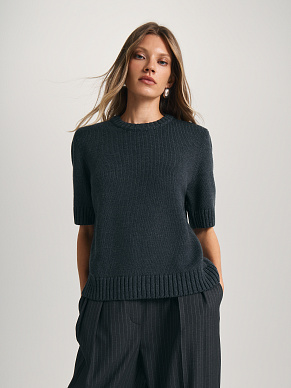 Вязаный джемпер с коротким рукавом из шерсти мериноса