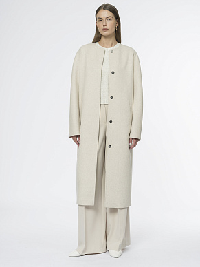 Прямое пальто из шерстяной ткани