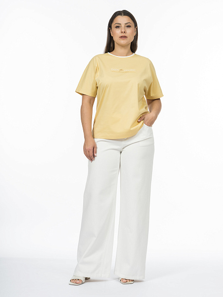 Джинсы-пятикарманники из белого денима