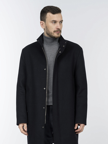 Шерстяное пальто с воротником-стойкой 