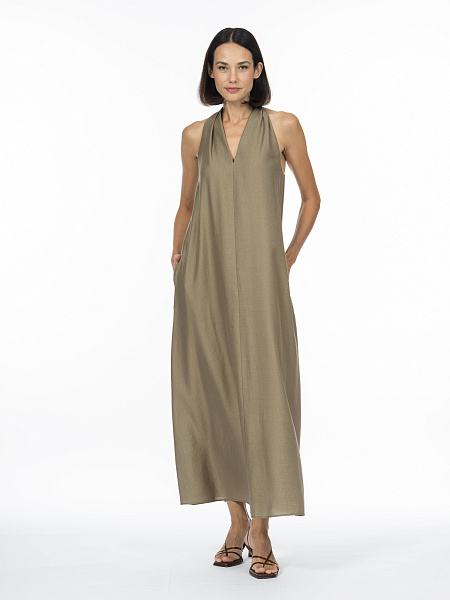 Платье с бретелями дизайнерского кроя