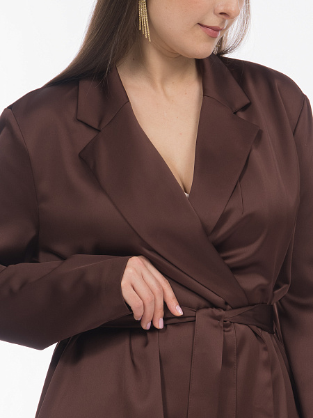 Атласная блуза на запах с длинным рукавом