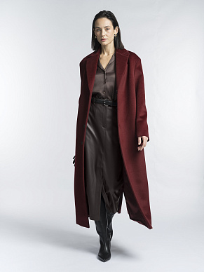 Длинное пальто из премиальной шерстяной ткани