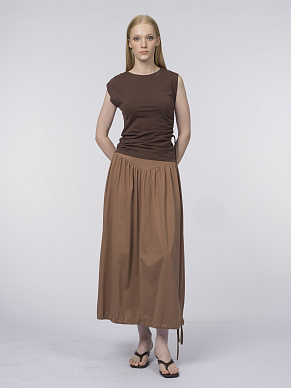 Юбка из хлопкового трикотажа на кокетке