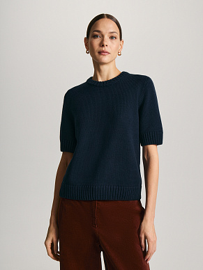 Вязаный джемпер с коротким рукавом из шерсти мериноса