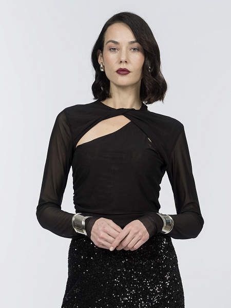 Блуза кроп с асимметричным кроем