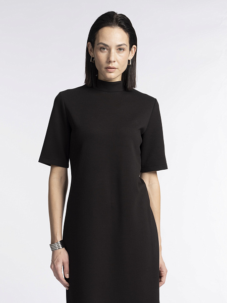 Платье с воротником-стойкой из хлопкового пике
