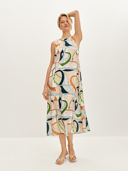 Расклешенное платье-миди 