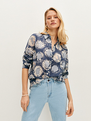 Рубашка из хлопка с абстрактным принтом