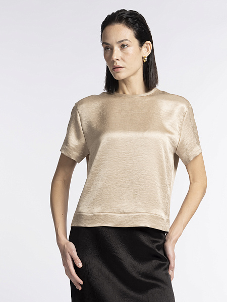 Бежево-золотая блуза с коротким рукавом