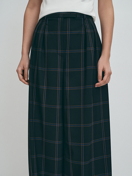 Прямые широкие брюки в клетку