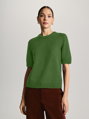 Вязаный джемпер с коротким рукавом из шерсти мериноса